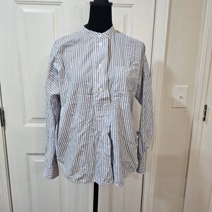 Everlane Henley Stripped Blouse Size 2 Colarless Shirt